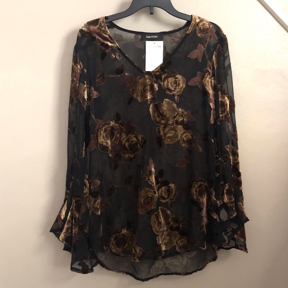 Karen Kane Floral Vintage Top Bell Sleeves